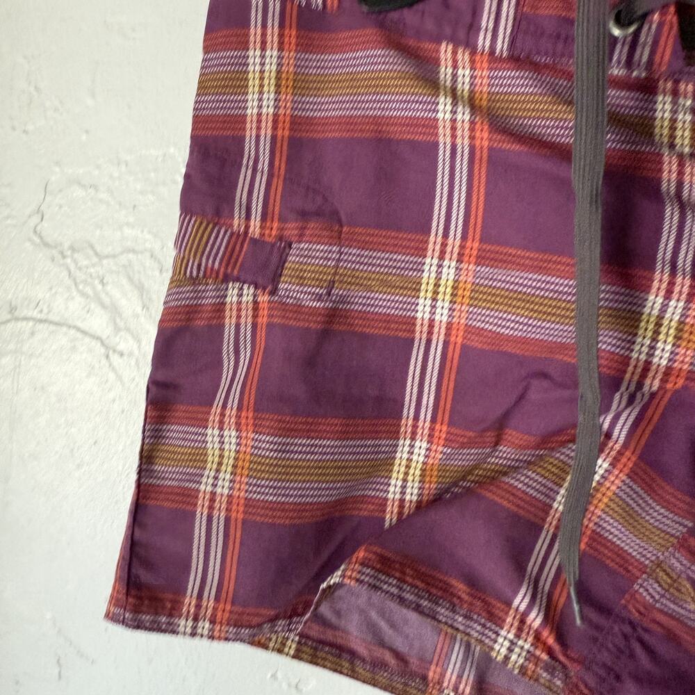 Patagonia Board Shorts Womens 4 Purple Plaid Swim Trunks Nylon Quick Dry Surf - Picture 3 of 7